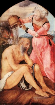  Wife Oil Painting - Job and His Wife Nothern Renaissance Albrecht Durer